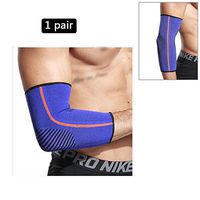 QWERTY Elbow Support & Elbow Protection, Knit Elbow Pads, Tennis and Golfer Protectors, Fitness, Warmth,Blue,S