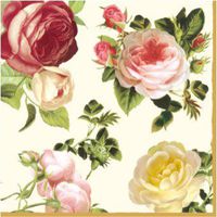 Paper Cocktail Napkins 2 X 20pcs 4-Color Roses White, Yellow, Light & Dark Pink, Decoupage