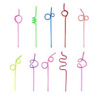 FAMKIT 10pcs Crazy Loop Straws Coloured Curly Straw Disposable Drinking Straws for Party, Bar