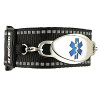 Waterproof Medical Alert ID Bracelet - Custom Engraving Included - Active, Sports (Black Bracelet + Blue Tag, S Fits 5.5" to 6.0" Wrist)