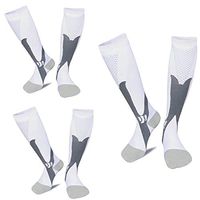ZFiSt Sport Medical Compression Socks Men Women,1-3Pair 20-30mmhg Nursing Running Compression Socks for Edema Diabetic Varicose Veins Travel Pregnancy Flight (3White, L-XL)