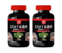 Anti Gray Hair Supplements The Best - Gray Hair Reverse Complex - Natural Solution - Powerful Results - tyrosine and b Vitamins - 2 Bottles (120 Capsules)