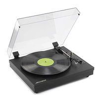 Archeer Vintage Bluetooth Vinyl Turntable Record Player with Built-in Stereo Speaker, 3-Speed Belt Drive, Vinyl-to-MP3 Recording, RCA Output, Big Size - Black