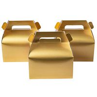 50-Pack Gable Metallic Gold Candy Treat Boxes,Small Goodie Gift Boxes for Wedding and Birthday Party Favors Box 6.2 x 3.5 x 3.5 inch