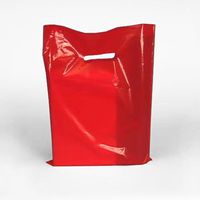 Red Glossy Plastic Bags with Diecut Handles 15" X 18" | Quantity: 500 Gusset - 4"