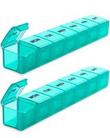 BUG HULL Extra Large Pill Organizer for Travel 2 Pack, Weekly XL Pill Box, 7 Day Jumbo Pill Case, Oversize Daily Medicine Organizer for Vitamins, Fish Oils, Supplements