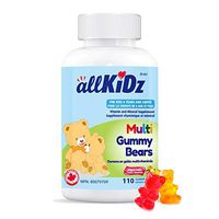 allKiDz Multivitamin Gummy Bears for Kids Children Multi Vitamin Mineral Supplement, Natural Fruit Flavours, Bear Gummies, 110 Count