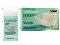 Nasal Pot with Nasal Cleansing Salt Kit by Ancient Secrets. Saline Cleansing Solution
