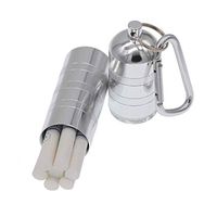 Waterproof Portable Mini Storage Box-can be Hung on a Backpack-Cylindrical Metal Cigarette Case with Keychain-Suitable for Storing Cigarettes, Medicines, Seeds, Insect specimens (Silver)