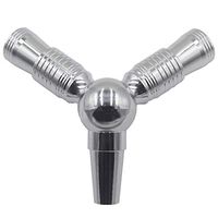 Nerien 2Pcs Metal Single Hose Change Double Pipe Converter 1 to 2 Connector Conversion Head Adaptor (Silver)