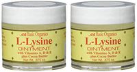 Basic Organics L-Lysine Lip Ointment, 0.875 oz (2 Pack)