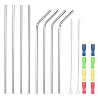 SipWell 8 Piece Set Extra Long Stainless Steel Drinking Straws W/Silicone Tips - Metal Drinking Staw w/Cleaning Brush - Perfect for Tumblers/Rumblers/Cups/Mugs, Easy Clean - For All Beverage