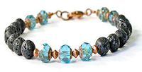 Beads-N-Style Lava Rock & Aquamarine Firepolish Aromatherapy Bracelet, Essential Oil Diffusing Jewelry (7.0)