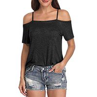 Liraly Strappy Cold Shoulder Solid T-Shirt for Women, Stylish and Unique Style Women Short Sleeve Tops Blouses
