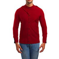 Mens Shirts Promotion,deatu Clearance Personality Men Autumn Casual Slim Fit Long Sleeve Solid T Shirt Top Blouse (B-Red,XXL)