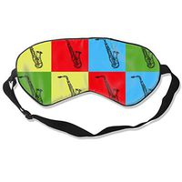 NiYoung Breathable Silk 99% Blindfold Sleeping Eye Mask with Adjustable Head Strap, Durable Eye Cover Masks Pop Art Saxophone for Deep Sleeping, Rest, Nap