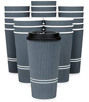 Glowcoast Disposable Coffee Cups With Lids - 22 oz To Go Coffee Cup With Lid (50 Set). Large Togo Travel Paper Ripple Hot Cups Insulated For Hot, Cold Beverage Drinks, No Sleeves Needed (Dusk Grey)