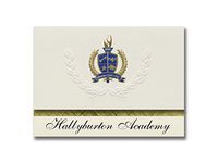 Signature Announcements Hallyburton Academy (Drexel, NC) Graduation Announcements, Presidential style, Elite package of 25 with Gold & Blue Metallic Foil seal