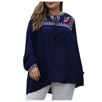 Litetao 2XL Navy 996217 (Women Plus Size Tops Three Quarter Sleeve Printed Tops for Women V Neck Shirt Printed Tops Loose Blous)