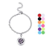 Circle Round Aromatherapy Essential Oil Diffuser Bracelet Stainless Steel Locket Bracelet Adjustable 12 Refill Pads