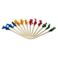 Royal R811W Regular Cellophane-Frill Wood Picks, 2 1/2", Assorted, Box of 100 (Case of 10 Boxes)