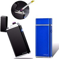 Triple Plasma Lighter- Electric Triple Arc Lighter- 2019 Design with Indicator Lights for Pipes Cigars and More -Windproof Electric Lighter- Rechargeable (2 Pack Black & Blue Ice)