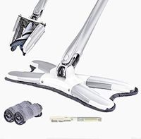 NEWCREATIVETOP Easy Self-Wringing Flipping Microfiber Flat Floor Mop-2pcs Reusable Original Pads - 360 Degree Dry Wet Dust Mop for Home Kitchen Hardwood Laminate Wood Ceramic Tiles Floor Cleaning