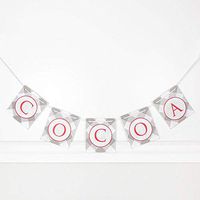 56" X 7.5" X .25" Wood Swag (Cocoa), White/Red/Gray – 70509