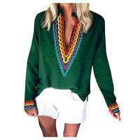 Willow S Tops for Women Casual Autumn Plus Size Multicolored V-Neck Long Sleeve Shirt Jacket Green