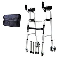 Standard Walkers Elderly People Foldable Walker Adjustable Walking Assist Equipped Wheels Equipped with Arm Rest Pad for The Limited Mobility with Disabled,N