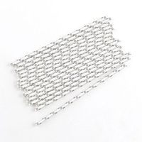 "Sippers" Polka Dot Metallic Print Paper Straws Silver