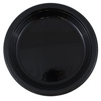 JAM PAPER Round Plastic Party Plates - Large - 10 1/4 inch - Black - 20/Pack