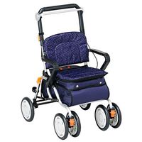 Rollators & Walkers Rolling Walkers Elderly Walker Folding Shopping Cart with Seat Brake System Lightweight Walker (Color : Blue, Size : 37x54.5x77 cm)