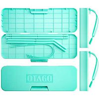 OTAGO Reusable Collapsible Silicone Straws with Travel Case Set of 9, BPA Free for Kids,Long 8.6 Inch Straw Drinking Reusable fit 20 24 oz Water Bottle,Family Pack 2 Straight+ 2Bent+ 2Brushes+3Case