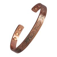 ProExl Christian Fish Pure Solid Copper Magnetic Bracelet for Arthritis Relief (7 1/2 inch)
