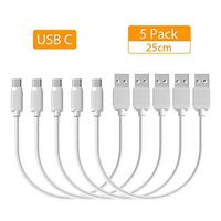 JAYEE Short USB C Kabel Mini Type C Charging Cable (25cm) USB to Type C Cable for Charging Station Power Bank Samsung Galaxy S9 / S8 / Note 9 / Note 8 / Huawei P20 / P10, OnePlus (5 Pieces, White)