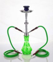 2 hose 21" Egypt Green Hookah Shisha Nargila water glass vase pipes smoke sale