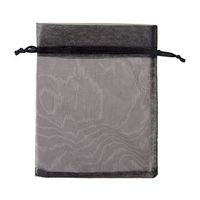 Texplus 100Pcs Drawstring Organza Gift Candy Jewelry Party Pouch Bags (Black, 7"Wx9"L)