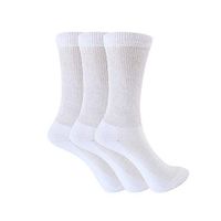 Diabetic Crew Socks with Non Binding Top Cushion Dress Socks Made in USA (10-13, White, 3 Pairs)