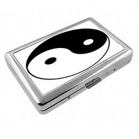 Ying & Yang Silver Cigarette Case S1 Smoking Metal Wallet Id Holder 4" X 2.75" Yin Yang