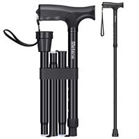 Folding Walking Cane for Men and Women, Retractable and Adjustable Collapsible Cane for Elderly, Lightweight and Protable Walking Stick with Non-Slip Grip Handle and Rubber Tip - Metene