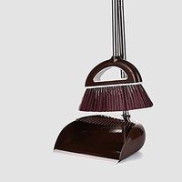 KIRA Broom and Dustpan Set and Brush Household Plastic Vertical Dustpan Soft and Fine Bristles Easy to Clean No Need to Bend Over 2-Piece Set Combination Four Colors Optional