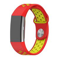 D-Electro Component Sport Watch Band Strap for Fitbit Charge 2 Band Silicone Strap for Fitbit Charge 2 Bracelet Smart Wristbands Accessories (Red Yellow)
