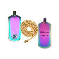 Seizures Medical Alert ID Dog Tag Pendant in Anodized Titanium