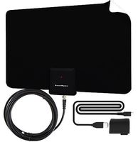 Supreme Amplified Boostwaves Razor 60 HDTV Indoor Flat Leaf Antenna with RG6 Cable. Cut The Cable Cord get up to 60 HDTV Channels for Free