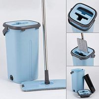 JYKJ Household Flat Mop With Mop Bucket Household Hands-free Screw Floor Cleaning Mop Kitchen Floor Cleaning Microfiber Mop With Self-cleaning System Set