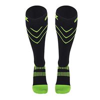 CSX Compression Socks for Men and Women, Knee High, Recovery Support, Athletic Sport Fit, Green on Black, Large (15-20 mmHg)