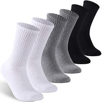Facool Diabetic Socks for Men Women,Circulatory Socks,Medical Socks for Neuropathy, Edema, Diabetes 6 Pairs Black/Grey/White X-Large