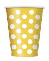 Unique Industries, Disposable Paper Cups, Party Supplies - Yellow Polka Dot, 12oz, Pack of 6