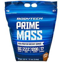 BodyTech Prime Mass High Protein Weight Gainer with 55 Grams of Protein per Serving to Support Muscle Growth Performance Blend of Creatine, Glutamine BCAA's Rich Chocolate (12 Pound)